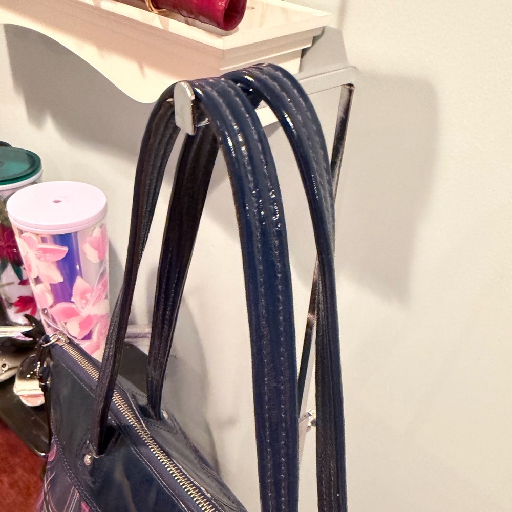 Coach Tartan Navy and Pink Plaid Signature Tote - Picture 4 of 12